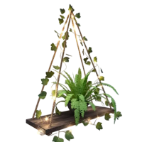 Універсальна підвісна полиця Лофт з LED підсвіткою та декоративною лозою плюща стильний еко декор для дому